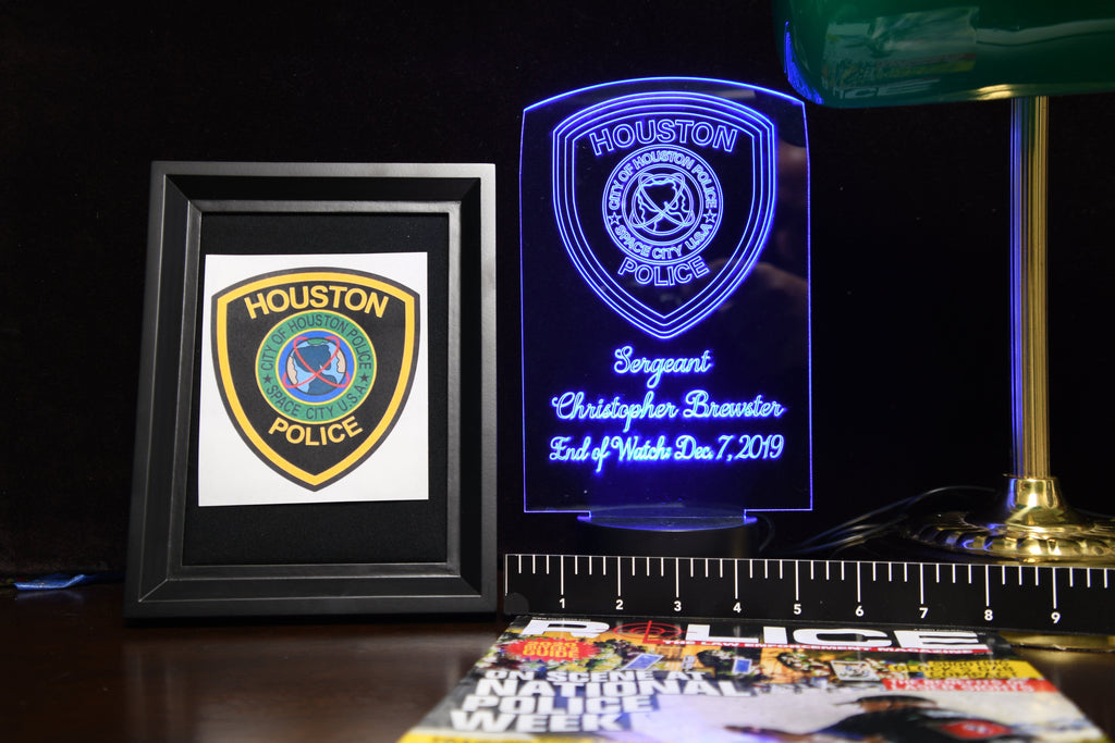 NYPD, Nassau & Suffolk Police Badge w/Numbers Gift Light LED Light PremierDisplayInc Custom Patch 