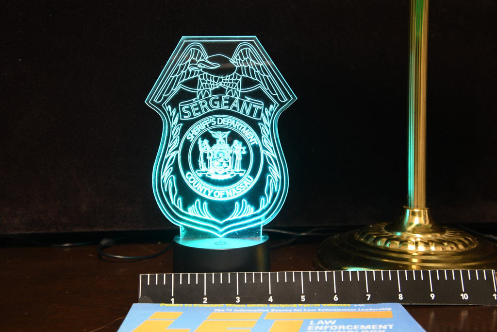 NYPD, Nassau and Suffolk Police Sergeant Badge Gift Light LED Light PremierDisplayInc 