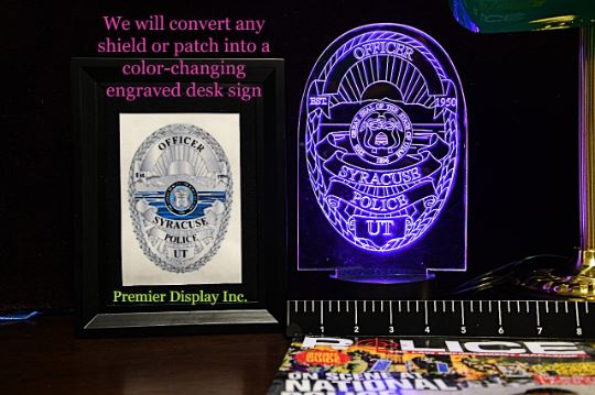 NYPD, Nassau & Suffolk Police Badge w/Numbers Gift Light LED Light PremierDisplayInc 