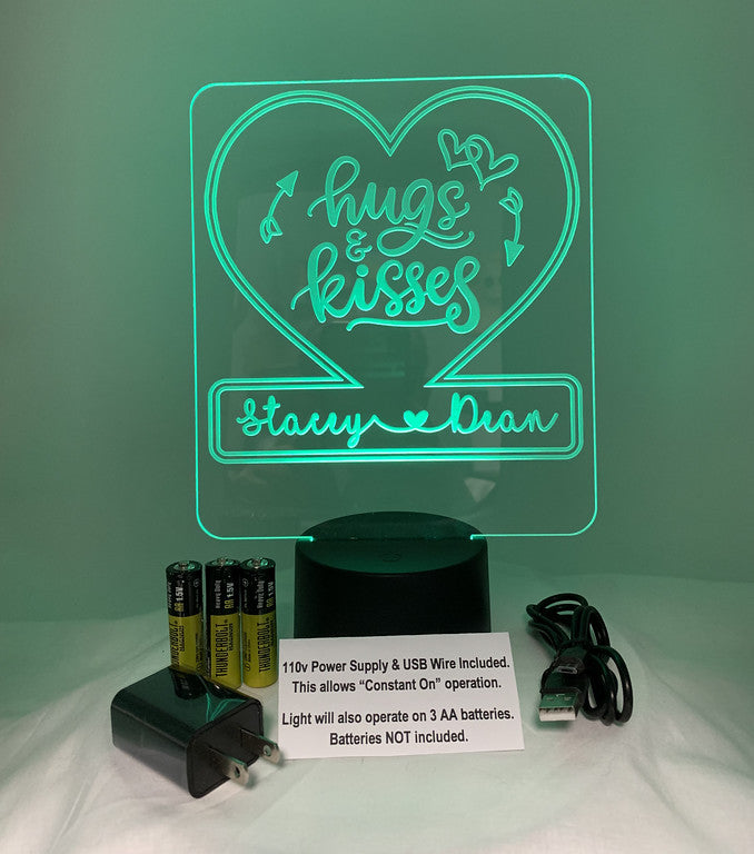 Personalized Love Lights - Engraved Acrylic Color Changing LED Light with  Power Adapter